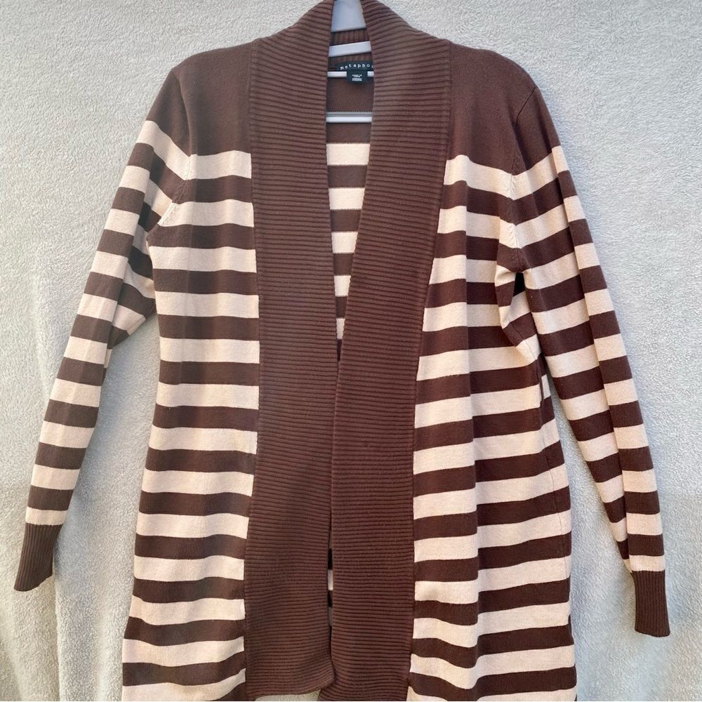 Metaphor Brown and Tan cardigan long sleeve sweater used like new medium